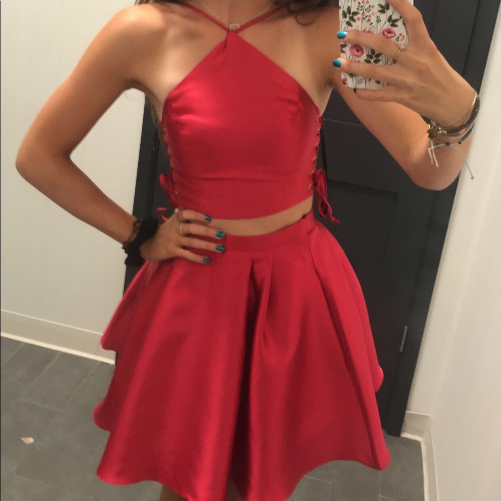 Pinkish/red two piece homecoming/formal dress